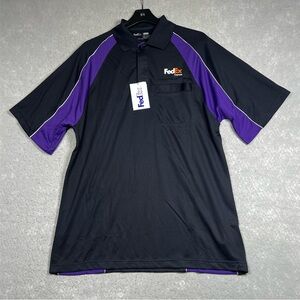 FedEx Express Uniform Polo Shirt Mens Large Purple White Short Sleeve Workcore